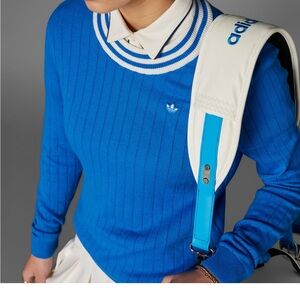 NWT Cashmere Knit Adidas Originals Women’s Sweater in Bluebird . SzL